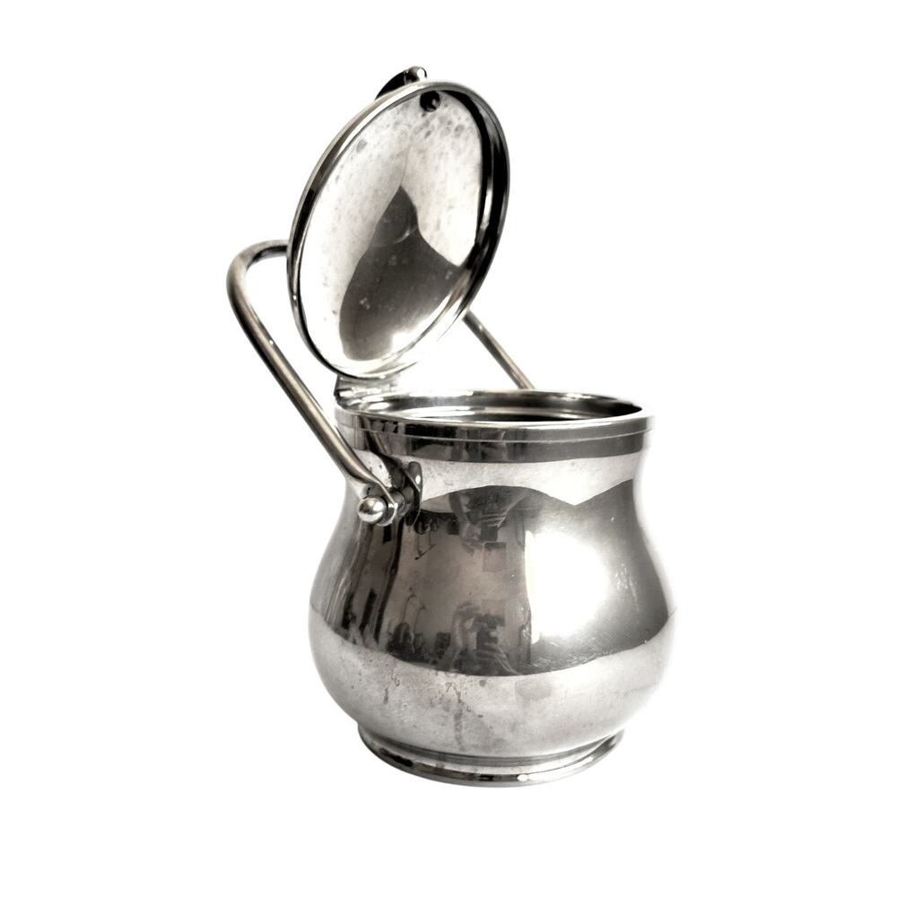 Ice Bucket by Aldo Tura for Macabo Italy 1960s Silver Plated Hinged Lid 9.5"